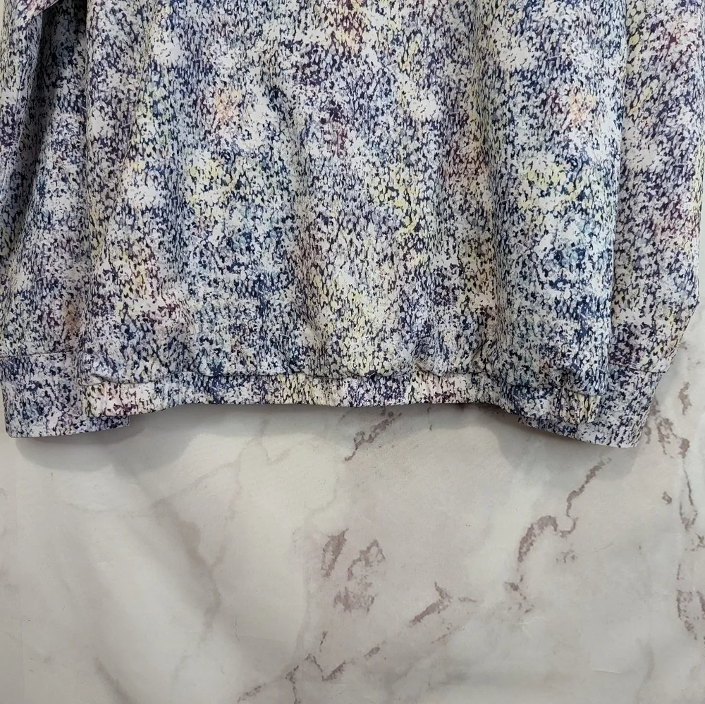 Athleta Girl Jacket XL 14 Full Zip Ice Storm Pattern Abstract Blue Jersey 1183